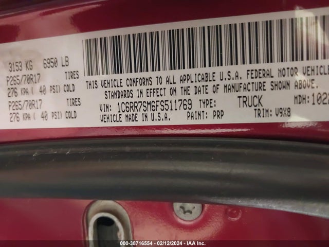 RAM 1500 Tradesman 2015 1C6RR7SM6FS511769 Image 9