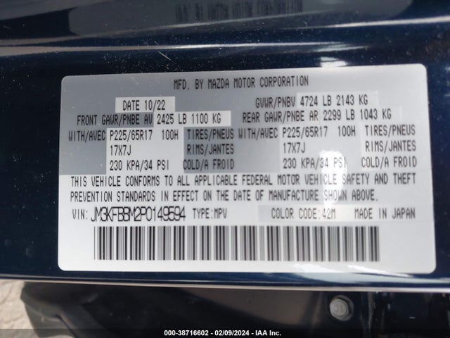 JM3KFBBM2P0149594 Mazda Cx-5 2.5 S Select