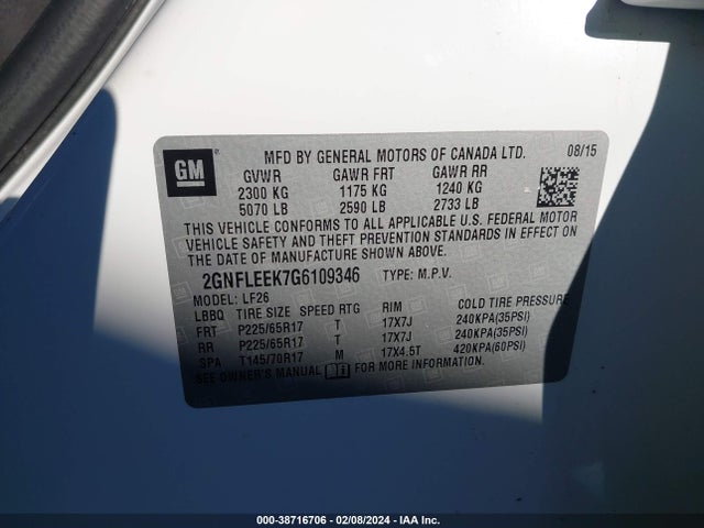 Chevrolet EQUINOX LS 2016 2GNFLEEK7G6109346 Image 9