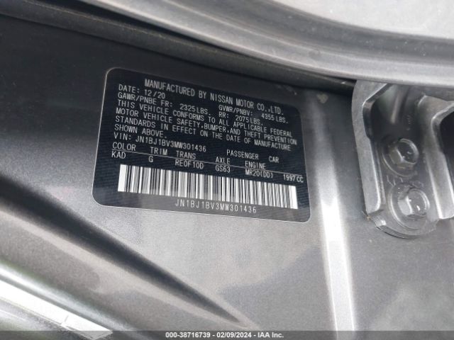 JN1BJ1BV3MW301436 Nissan Rogue Sport Sv Fwd Xtronic Cvt