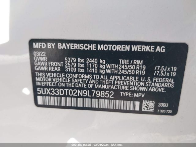 2022 BMW X4 5UX33DT02N9L79852 Photo 8