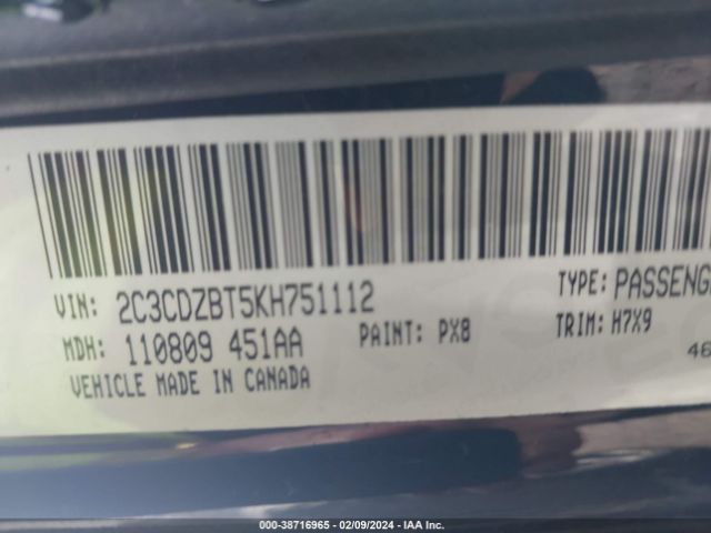 2C3CDZBT5KH751112 Dodge Challenger R/t