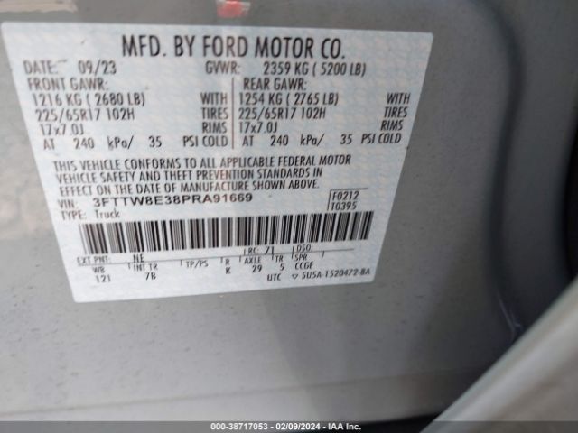 3FTTW8E38PRA91669 Ford Maverick Xlt