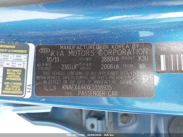 KIA FORTE LX 2014 KNAFX4A6XE5158935 Image 9