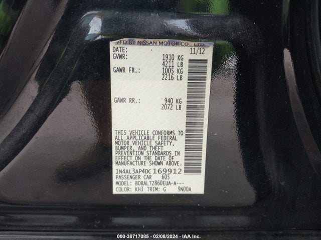 2013 NISSAN ALTIMA 2.5 SV VIN: 1N4AL3AP4DC169912