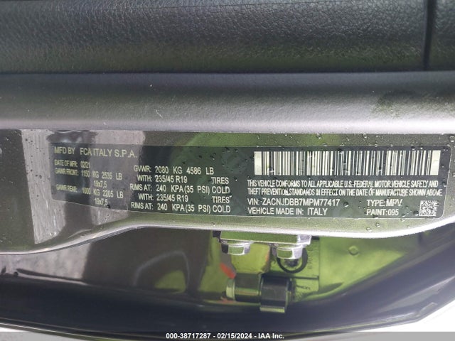 ZACNJDBB7MPM77417 Jeep Renegade 80th Anniversary 4x4