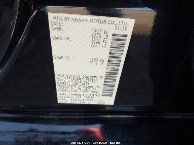 Nissan Altima 2.5 S 2016 1N4AL3AP6GN333850 Image 9
