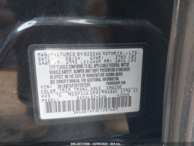 3N1AB7AP3EY287689 Nissan SENTRA SV