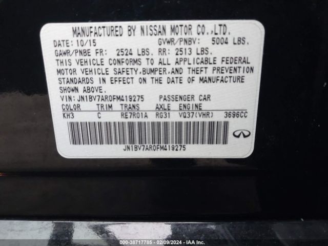 JN1BV7AR0FM419275 Infiniti Q50 Premium