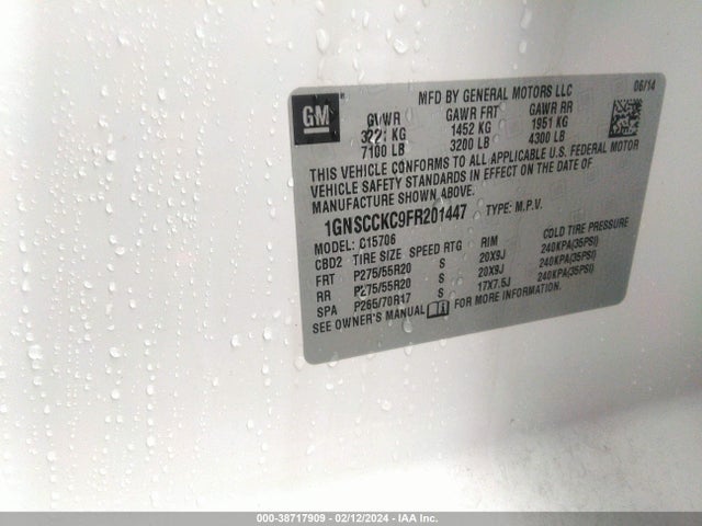 Chevrolet Tahoe Ltz 2015 1GNSCCKC9FR201447 Image 9