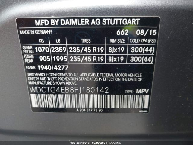 2015 MERCEDES-BENZ GLA 250 WDCTG4EB8FJ180142 Photo 8