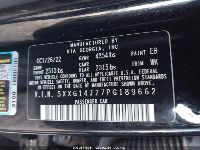 KIA K5 LXS 2023 5XXG14J27PG189662 Image 9