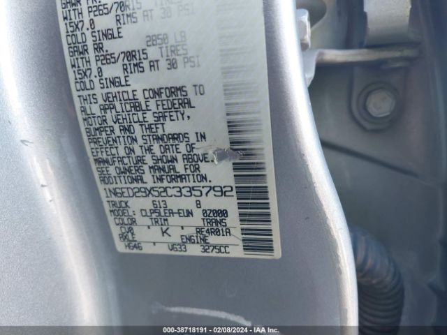 2002 NISSAN FRONTIER 2WD 1N6ED29X52C335792 Photo 8