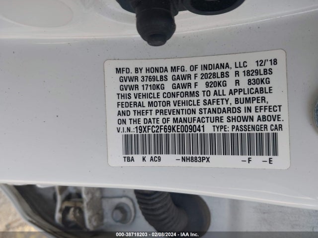 Honda Civic Lx 2019 19XFC2F69KE009041 Image 9