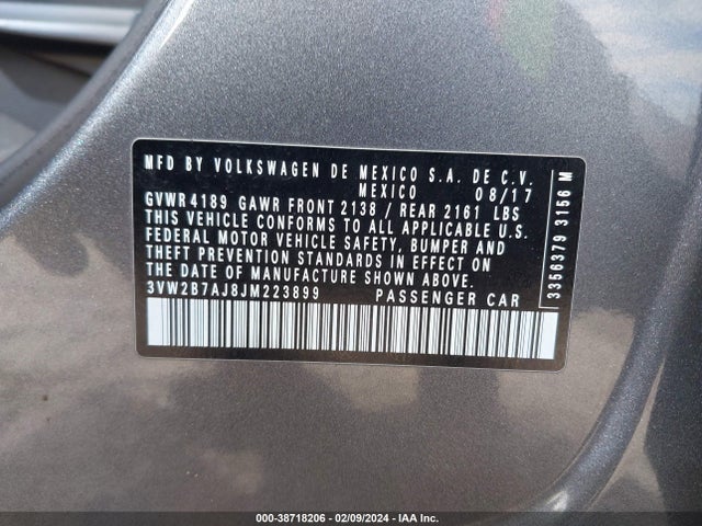 3VW2B7AJ8JM223899 Volkswagen Jetta 1.4t S