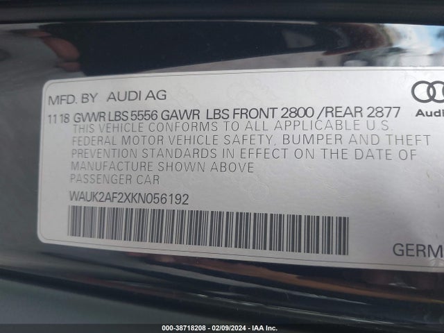 WAUK2AF2XKN056192 Audi A6 55 Premium