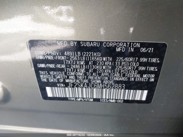 JF2SKAJC6MH562883 Subaru Forester Premium
