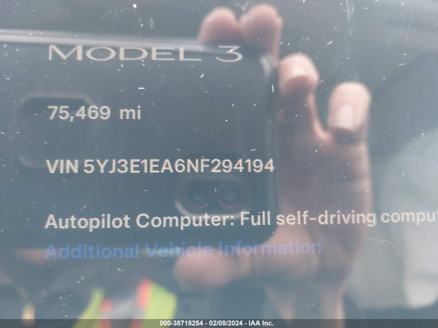 Tesla Model 3 Rear-wheel Drive 2022 5YJ3E1EA6NF294194 Image 7