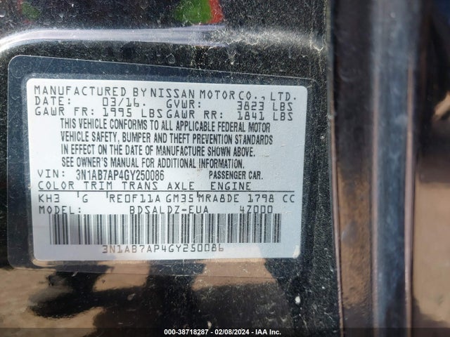 Nissan SENTRA SV 2016 3N1AB7AP4GY250086 Image 9