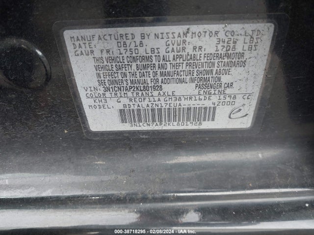 Nissan Versa 1.6 S+ 2019 3N1CN7AP2KL801928 Image 9