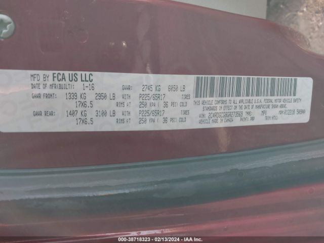 2C4RDGCG8GR273569 Dodge Grand Caravan Sxt