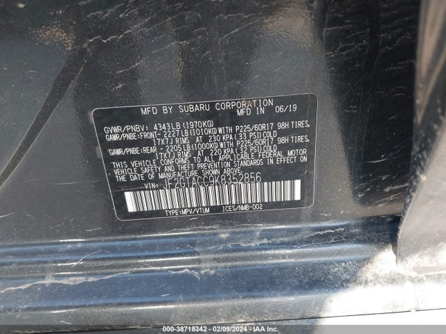 Subaru Crosstrek 2.0i Premium 2019 JF2GTACC9K8352856 Image 9