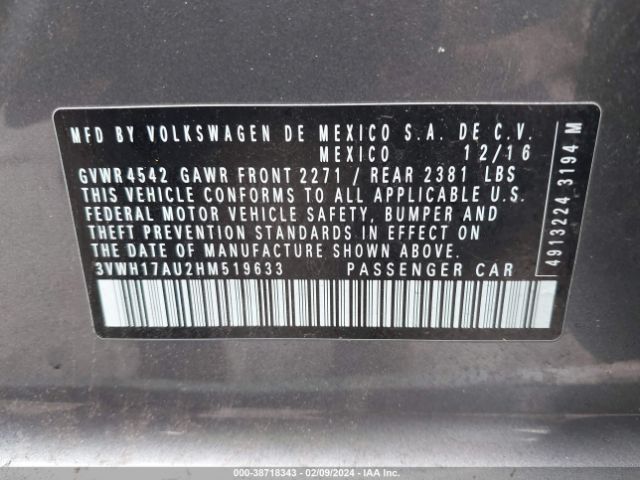 3VWH17AU2HM519633 Volkswagen Golf Alltrack Tsi S/tsi Se/tsi Sel