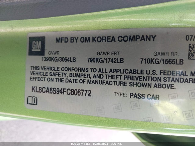 Chevrolet Spark Ls Manual 2015 KL8CA6S94FC806772 Image 9