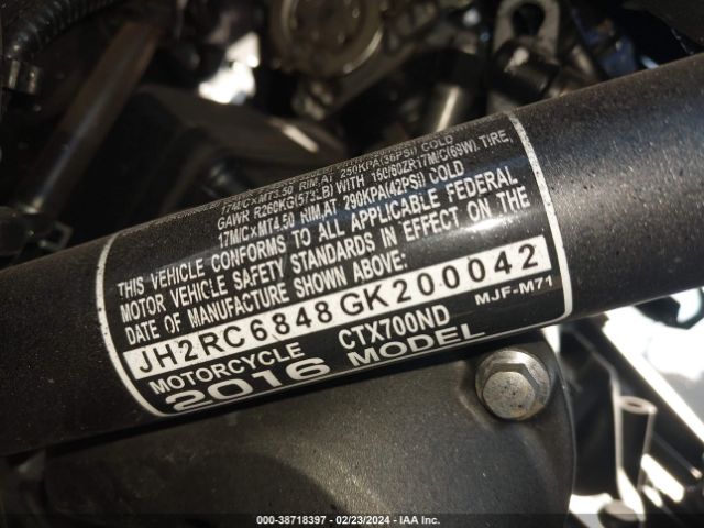 2016 HONDA CTX700 JH2RC6848GK200042 Photo 9