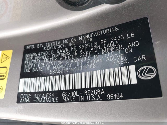 58ABZ1B14KU014106 Lexus Es 350 F Sport