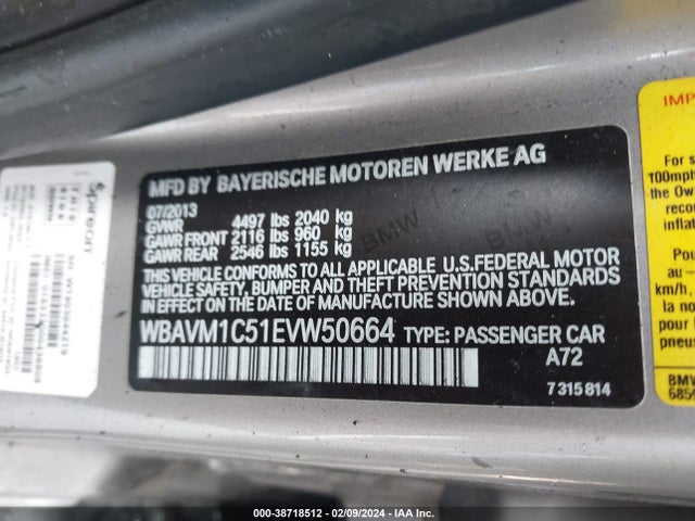 BMW X1 Sdrive28i 2014 WBAVM1C51EVW50664 Image 9