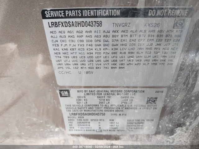 Buick Envision Essence 2017 LRBFXDSA0HD043758 Image 9