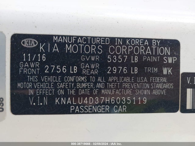 KIA K900 Luxury 3.8l 2017 KNALU4D37H6035119 Image 9