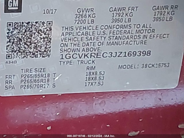 Chevrolet Silverado 1500 2lt 2018 1GCVKREC3JZ169398 Image 9