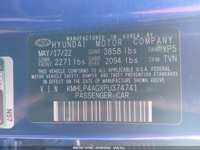 Hyundai Elantra Limited 2023 KMHLP4AGXPU374741 Image 9