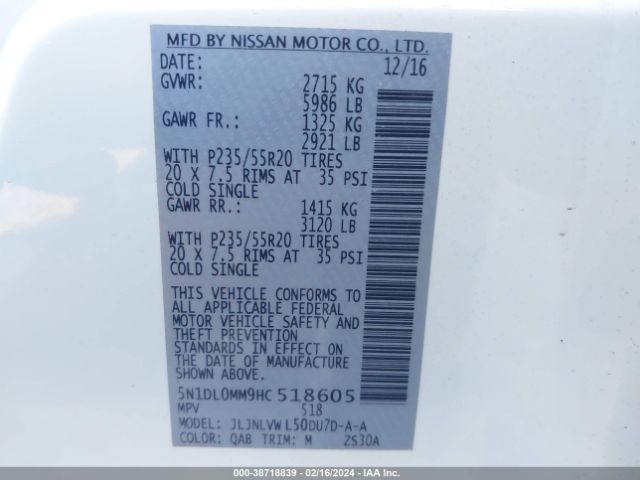 5N1DL0MM9HC518605 Infiniti QX60