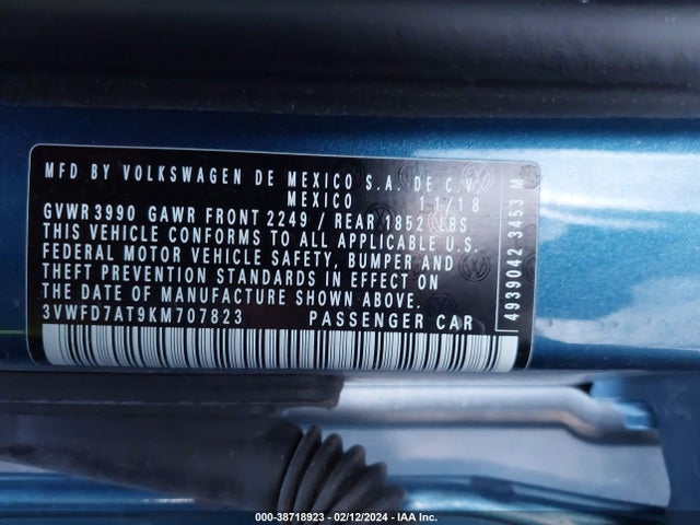 3VWFD7AT9KM707823 Volkswagen Beetle 2.0t Final Edition Se/2.0t Final Edition Sel/2.0t S
