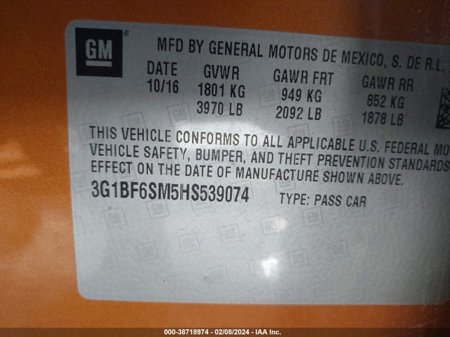 Chevrolet Cruze Premier Auto 2017 3G1BF6SM5HS539074 Image 9