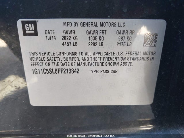 Chevrolet MALIBU 1LT 2015 1G11C5SL6FF213842 Image 9