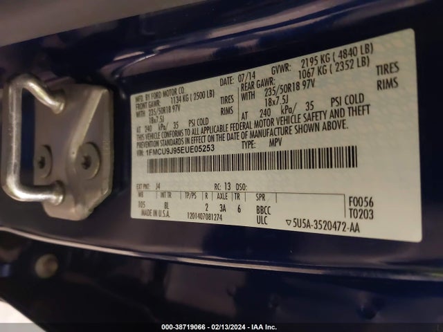 Ford Escape Titanium 2014 1FMCU9J95EUE05253 Image 9