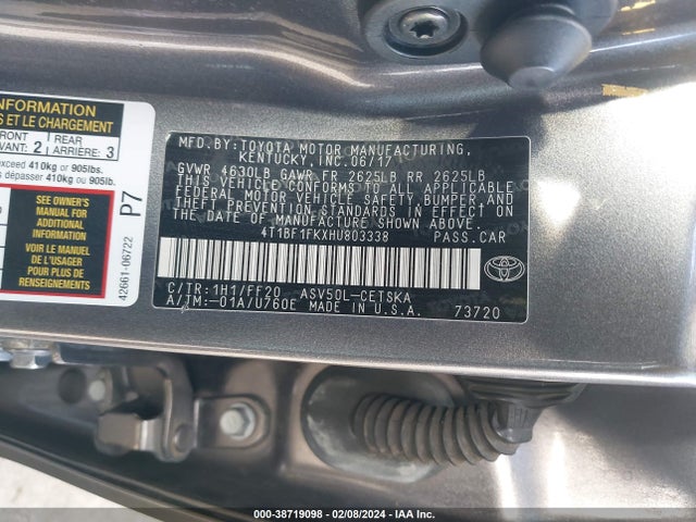 Toyota CAMRY SE 2017 4T1BF1FKXHU803338 Image 9