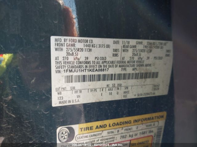 1FMJU1HT1KEA08817 Ford Expedition Xlt