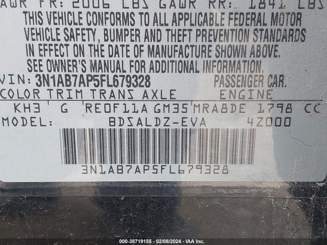 Nissan SENTRA SV 2015 3N1AB7AP5FL679328 Image 9