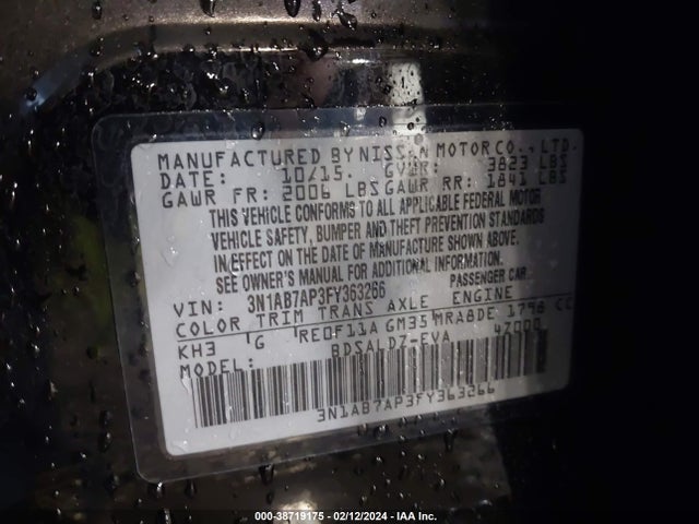 Nissan SENTRA SV 2015 3N1AB7AP3FY363266 Image 9