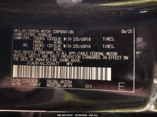 JTJAZKFA6L2026677 Lexus Rx 350l