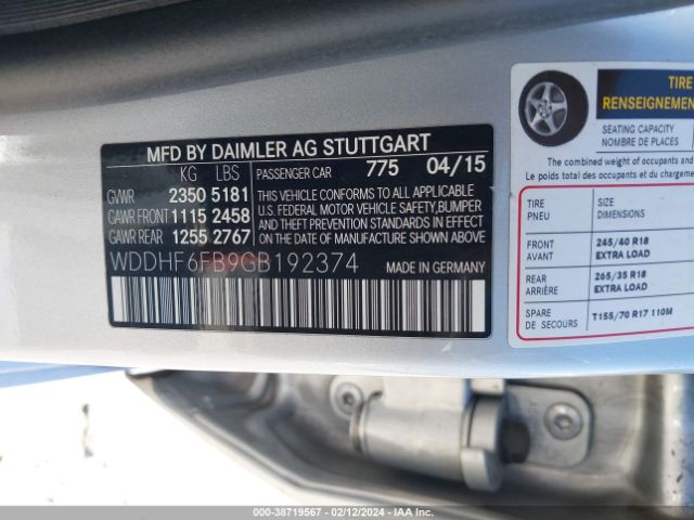 WDDHF6FB9GB192374 Mercedes-Benz E 400