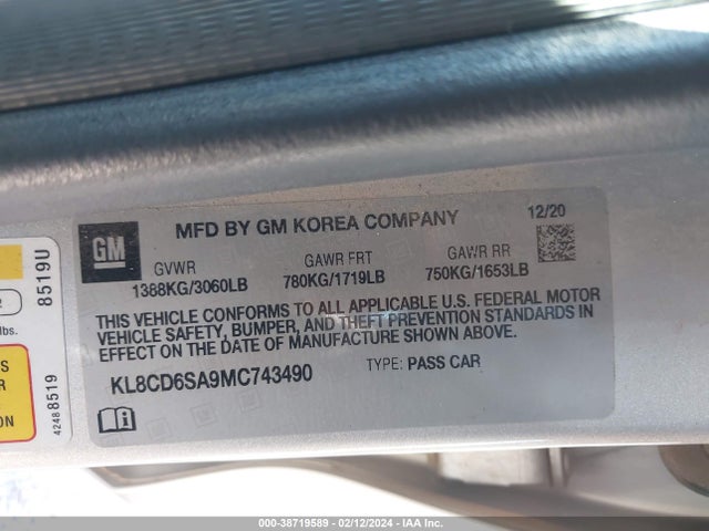 Chevrolet Spark Fwd 1lt Automatic 2021 KL8CD6SA9MC743490 Image 9