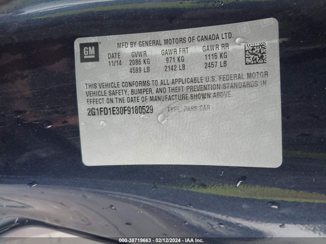 Chevrolet Camaro 1lt 2015 2G1FD1E30F9180529 Image 9