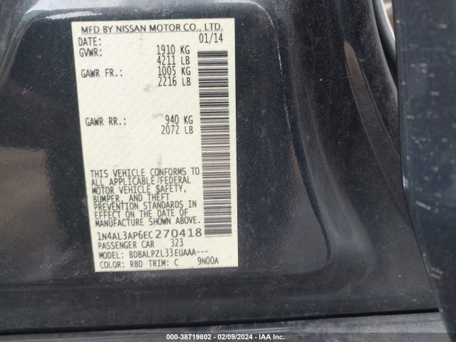 Nissan ALTIMA 2.5 2014 1N4AL3AP6EC270418 Image 9