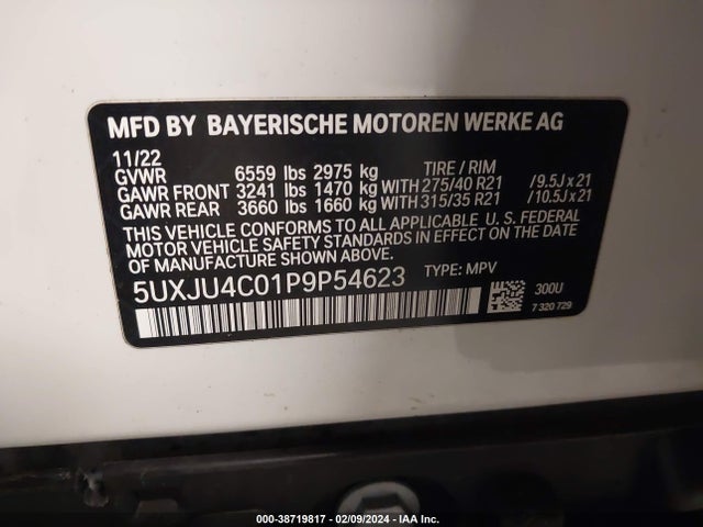 5UXJU4C01P9P54623 BMW X5 M50i